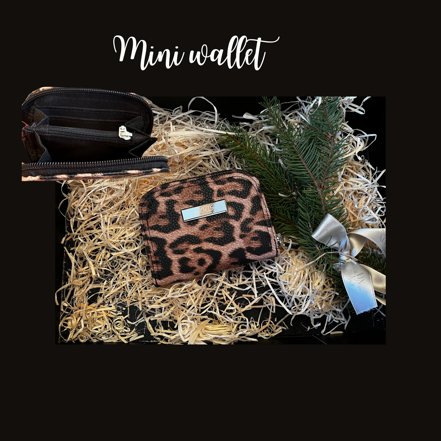 Mini wallet_synthetic leather with an animal print_handmade